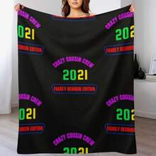 Crazy Cousin Crew Family Reunion Edition Throw Blanket Vintage Furry Plush Blankets And Throws Blankets - Black - View 10