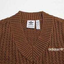 Adidas Women's Vintage Knit Slim Fit V-Neck Vest Tank Top JD5802 - Dark Brown - View 2