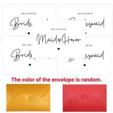 "Will You Be My Bridesmaid" Cards Set, Elegant Minimalist Style, Bridesmaid Cards, Maid Of Honor Cards, Matron Of Honor Card, Foldable White Proposal Cards, Wedding Party Supplies (Random Envelopes) - Multicolor - View 9