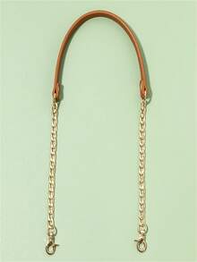 Single Golden Metal Chain With Black Strap - Stylish And Versatile, Suitable For DIY Handbag And Shoulder Bag Accessories. Features A Square Safety Buckle Design, Can Be Used As A Wallet Strap Or For DIY Wallet Making, DIY Wallet Making - A - View 5