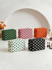 Tas Kosmetik Perjalanan Motif Polka Retro, Tas Penyimpanan Makeup Tahan Air, Tas Perlengkapan Mandi dengan Resleting Luas untuk Gym, Perjalanan Akhir Pekan, dan Aksesori Sehari-hari - MultiWarna - View 11