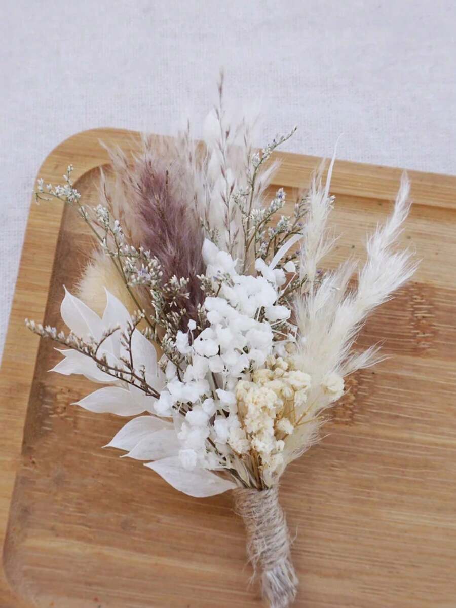 1/2/6/12/20件 人造花 波西米亞風小花束 小瓶花藝插花 桌上裝飾 信箱禮物 - 白棕色6 - 查看 1