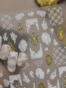 1pc Exquisite 5D 3D Nail Stickers, Popular DIY Nail Art Stickers With Lace Bow Design, Nail Decoration Stickers - Multicolor - View 3