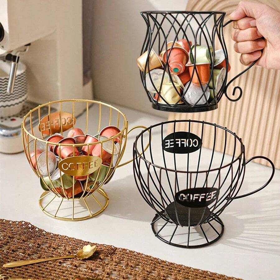 Metal Coffee Capsule Holder, Large-Capacity Coffee Capsule Organizer, Suitable For Cafe, Bar Display, And Home Kitchen Candy Storage Accessories
