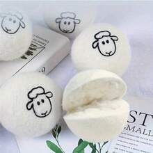 1/3/6pcs Natural Wool Dryer Balls, Reduce Static, Soften Clothes, Fabric Care, Sheep Pattern, Home Essential, Ball Pit, Laundry, Facial Cotton Balls, Cotton Balls - Standard Model - View 1