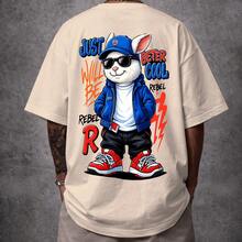 Camiseta Oversized Streetwear Coelho Das  Ruas Unissex ref5140 - Caqui - Visão 1