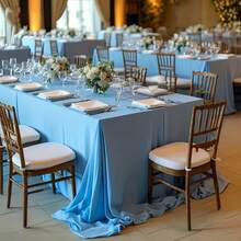1pc Large Size Light Blue Stretch Tablecloth, Durable Spandex Material For Weddings, Anniversaries, Birthday Parties, Restaurants & Outdoor Dining Decor - Baby Blue - View 6