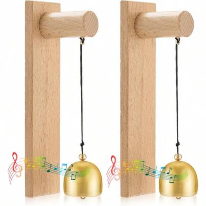 2 Pcs Shopkeepers Bell Door Opening, Magnetic Wood Doorbell Chime When Door Opens, Magnetic Doorbell Cafe Glass Doors Store Entrance, Housewarming Strip, 5.91x 1.38 Inches)