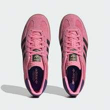 adidas originals GAZELLE 牛剖層革絨面革 防滑舒適 低筒板鞋 女款 - 粉紅黑色 - 查看 8