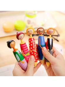5/3/1/10pcs Random Cartoon Villain Doll Ballpoint Pens, Blue Ink Doll Ballpoint Pens, Doll Ballpoint Pens, Back To School, First Day Of School - Black - View 3