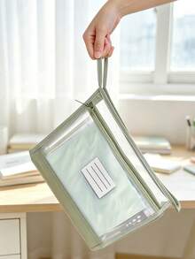 Extra Large A4 Mesh Zipper Bag, Pencil Case, Stationery Storage Bag - Transparent Breathable, Waterproof Design, Suitable For School And Office; Dual Zipper Large Capacity A4 Transparent Mesh File Storage Bag, Tear-Resistant And Reusable; Suitable For Storing Stationery, Cosmetics And Art Supplies, Spacious; Portable File Storage Bag Suitable For School And Office. - Multicolor - View 3