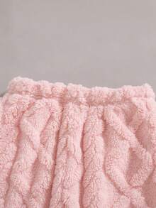 Girls' Casual Fashion Solid Color 3D Embossed Fuzzy Hooded Short Jacket And Straight Leg Pants 2 Pieces Set, Autumn/Winter - Pink - View 7