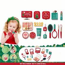 10pcs Kids Pretend Makeup Styling Set, Realistic Fake Cosmetic Toy Set With Eyeshadow, Blush, Lipstick And Makeup Brushes, Non-Real Makeup Role Play Beauty Toys, Birthday Gift For Girls 3+ - Multicolor - View 1