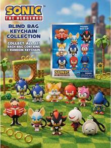 Sega 1pc Official Licensed  PVC Blind Box 3D Character Pendant, Includes , Tails, Amy, Ray, Dr. Eggman, Mighty, Super , Tikal, Fang Anime Character Keychain Backpack Decor Gift - Multicolor - View 1
