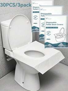 10/30/50pcs Disposable Toilet Seat Covers, Flushable Paper Toilet Seat Covers, Portable Toilet Seat Stickers, Travel Essential Accessories, Water-Soluble Paper Toilet Seat Covers, Business Travel Toilet Seat Covers, Suitable For Airplane, Travel, Public Places - View 6