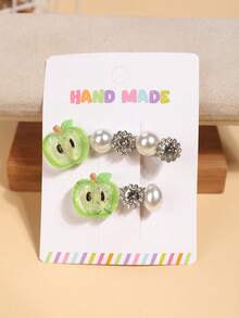 2 Peças Presilhas de Cabelo Criativas e Engraçadas para o Dia a Dia, Versáteis e Excêntricas, com Frutas, Strass e Pérolas para Franja Lateral - 26813 - Visão 6