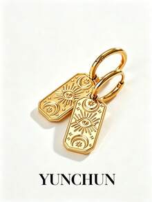 YUNCHUN 一对金色复古塔罗牌不锈钢耳环 - 低过敏性且不易褪色，适合休闲、旅行、派对、夏季装扮，百搭时尚。母亲节、情人节、周年纪念日的理想礼物，送给妈妈、女朋友、朋友。 - 金色 - 查看 2