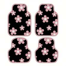 4pcs Floral Pattern Car Floor Mats, Suitable For Front And Rear Seats Of Sedans, Universal Fit, SUV Models, Interior Decoration, Protect Car Floor - A - View 7