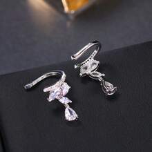 1 Pair Fashionable Elegant Cubic Zirconia Ear Clips Suitable For Women's Daily And Holiday Wear - White Gold - View 5