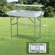 Side Table With Ice Bucket Portable Outdoor Bbq - View 2