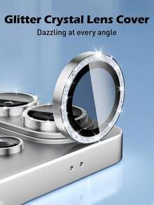 1pc - Compatible With Samsung Galaxy S26 Ultra Camera Lens Protector - Ultra Thin Fits Phone Case, 9H Shatterproof Tempered Glass Scratch-Resistant Metal Ring Camera Screen Protector Accessory, Glitter - Silver - View 5
