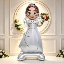 1PC Large Standing Groom & Bride Aluminum Foil Balloon, Suitable For Wedding, Birthday, Anniversary Decoration Balloon, Holiday Photography Prop - Bride and Groom - View 5