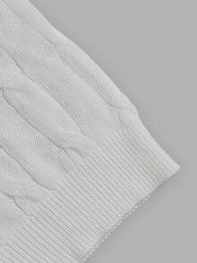 Men's Summer White Cable Knit Polo Shirt, Luxurious Airy Knit Fabric, Light & Breathable, Old Money Style For Gentleman Gatherings & Daily Casual - White - View 5