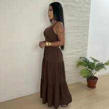 Women Long Dresses - Óxido marrón - Ver 2