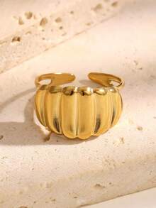 1PC Women's Fashion Stainless Steel Minimalist Geometric Ring 18K Gold Plated Open Adjustable For Daily Wear - JR1046 - View 4