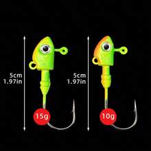 ANFS 3pcs 0.35oz/0.52OZ Lead Head Hook, Fishing Hooks For Swimbait, Barbed Sharp Hooks - Multicolor - View 6