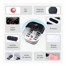 Tina Para Pedicure Spa Masajeadora Pies Con Calefacción Y Burbujas Hidromasaje Pies Plegable Set Pedicura - Negro - Ver 10