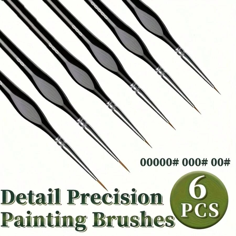 Ultra-Fine 3pcs/6pcs Nylon Fine Bristle Paintbrush Set - Triangular Handle, Professional Art Supplies, Suitable For Watercolor, Crafts, Models, Miniature Models, Easter Eggs, Rock Art Painting, Line Drawing - Ideal Choice For Artists And Hobbyists (Some Brushes May Have Printing, Which Is Unavoidable Due To Craftsmanship And Does Not Affect Brush Use)