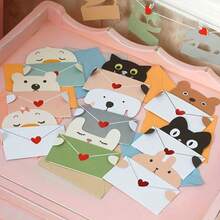 18pcs Set, (Includes 9 Designs Of Greeting Cards, 1pc Each And 9 Envelopes) Cute Cartoon Gift Cards, Foldable Envelope Greeting Cards, Holiday Blessing Cards, Cute Animal Postcards, Thank You Cards, Birthday Party Invitation Cards - A - View 2