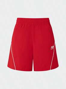 Adidas Women's Summer Fashion Loose Comfortable Training Sports Casual Drawstring Straight Leg Shorts JP4660 - Red - View 1