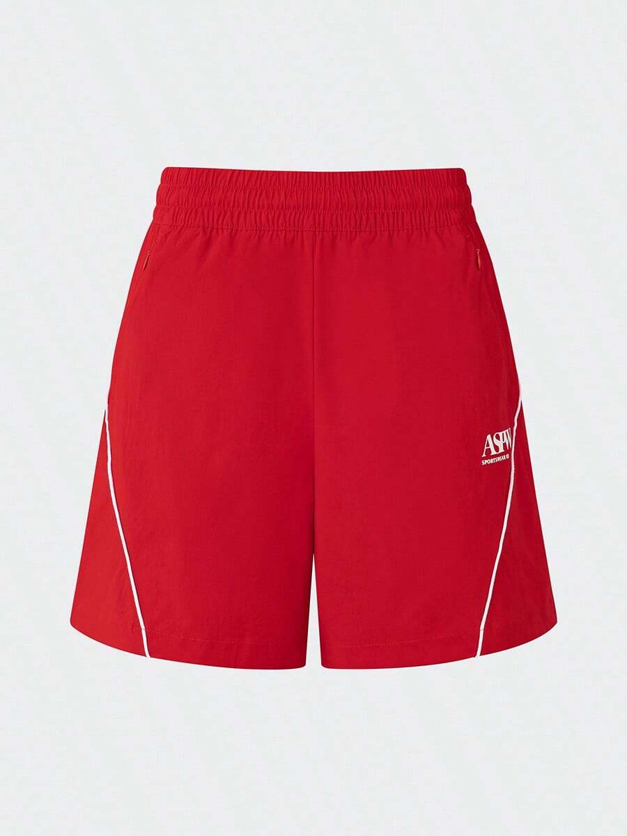 Adidas Women's Summer Fashion Loose Comfortable Training Sports Casual Drawstring Straight Leg Shorts JP4660 - Red - View 1