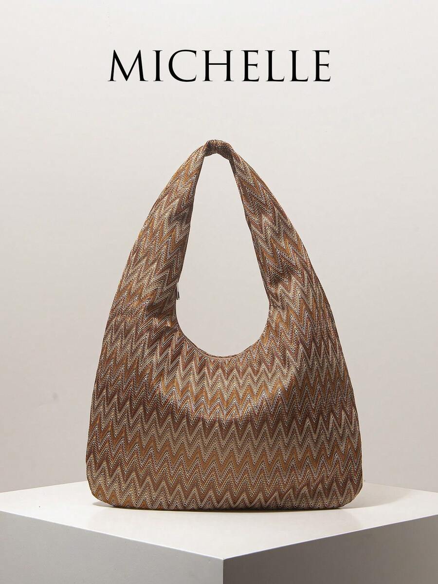 (Random Pattern) Shoulder Bag, Tote Bag, Travel Essential, Cruise Essential, Elegant Women's Handbag, Women's Gift, Daily Use, Multi-Functional - Multicolor - View 1