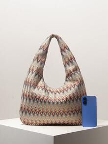 (Random Pattern) Shoulder Bag, Tote Bag, Travel Essentials, Cruise Essentials, Elegant Women's Handbag, Women's Gift, Daily Use, Multi-Functional - Multicolor - View 3