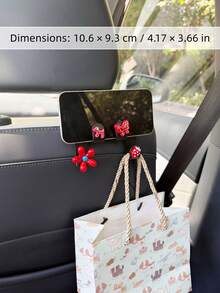 1PC Strawberry Flower Puppy Butterfly Resin Decor Car Seat Multi-Function Storage Hook Back Seat Phone Holder - Multicolor - View 2