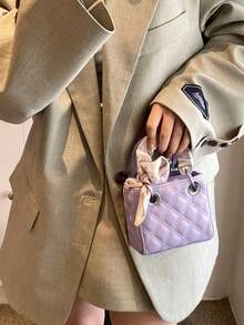 New Fashionable Embroidered Silk Scarf Handbag, Crossbody Mini Shoulder Square Bag - A - View 9