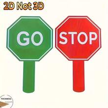 2D平面 1套 GO/STOP交通標誌組－教室、交通教育、派對裝飾－紅綠學習標誌，用於教授交通規則、道路安全、生日派對－耐用教室裝飾與交通控制 - A - 查看 5