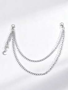 1pc Star & Moon Punk Style Pants Chain Accessory, Hip Hop Jewelry Pants Chain, Suitable For Daily Wear - Silver - View 12