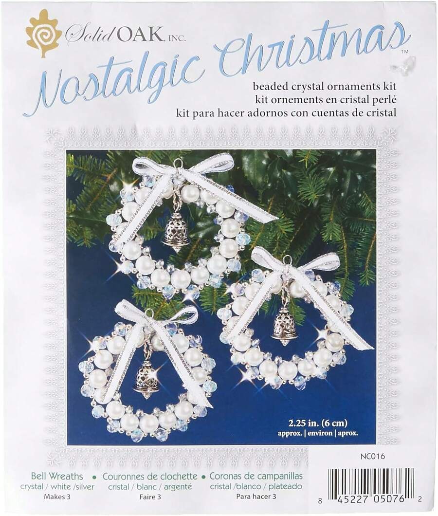 Elegant Silver And White Beaded Bell Wreath For Holiday Home Decor - 1PC - View 1