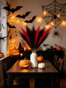 20/10/1pc Halloween Red & Black Dual Color Artificial Reed Stems, Gothic Style Decor, Dark Halloween Theme Decoration, Vase Filler, Wedding Backdrop, Gothic Party Decor, Autumn Decoration, Photography Props | Suitable For Halloween & Christmas - Multicolor - View 7