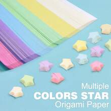 Set Kertas Origami Bintang Warna Macaron | Dekorasi Gantung Bintang Harapan DIY Tanpa Lem | Dekorasi Pesta/Pernikahan/Ruangan, Pengisi Kotak Hadiah | Sudah Dipotong, Mudah Dilipat, Cocok untuk Pelajar dan Pecinta Kerajinan Tangan - Bintang Origami - View 4