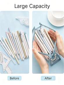 1/4 Transparent PVC Zipper Pencil Pouch, Large Capacity Minimalist Storage Bag, Waterproof Clear Design, Suitable For All Seasons, Ideal For Students And Office Workers, Perfect For School, Exams, Travel And Daily Use - Multiple Styles - View 7