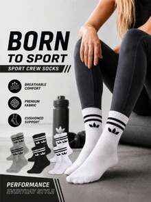 1/5/6/10/20 Pairs Women's Black And White Striped Mid-Calf Socks, Premium Color Matching, Soft And Comfortable, Moisture-Wicking And Breathable, Suitable For All Occasions - Multicolor - View 2