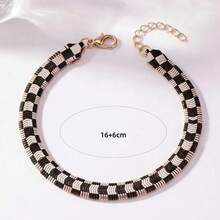 1pc Fashionable Exquisite Vintage Personalized Black And White Checkerboard Design Bracelet Suitable For Women's Daily Wear - Black and White - View 6