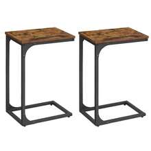 Set Of 2 C-Shaped Side Table, Bedside Table, Sofa Side Table, Coffee Table, With Metal Frame, Industrial, For Living Room, Bedroom, Rustic Brown And Black - 2Pcs - View 8