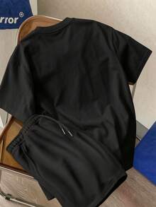 Men T-Shirt Co-Ords - Black - View 2