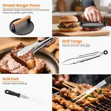 29PCS Griddle Accessories Kit, Flat Top Grill Accessories Set, Flat Top Grill Accessories Tools With Metal Spatula Set, Burger Press, Melting Dome, Scraper, Tongs, Carry Bag Outdoor BBQ - 1 - View 4